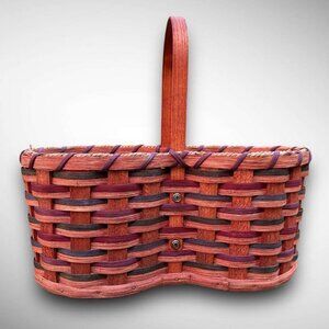 Handwoven Reuben E. Stutzman Double Wine Carrier Basket Unique Hostess Gift
